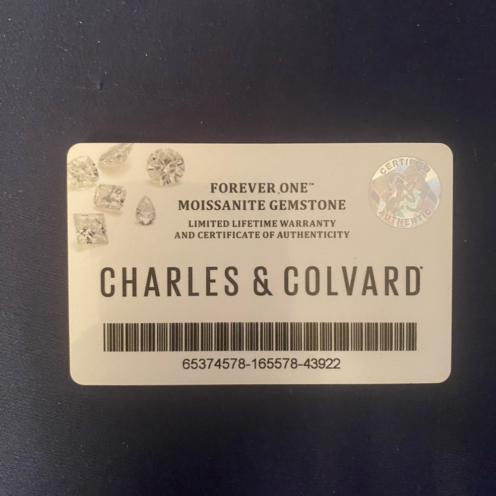CHARLES and COLVARD 18k White Gold Diamond Mossanite 4K Silver Stud Earrings